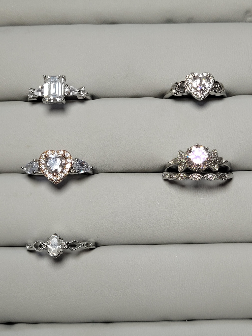 5 Moissanite Rings On Silver Plating-all Size 7